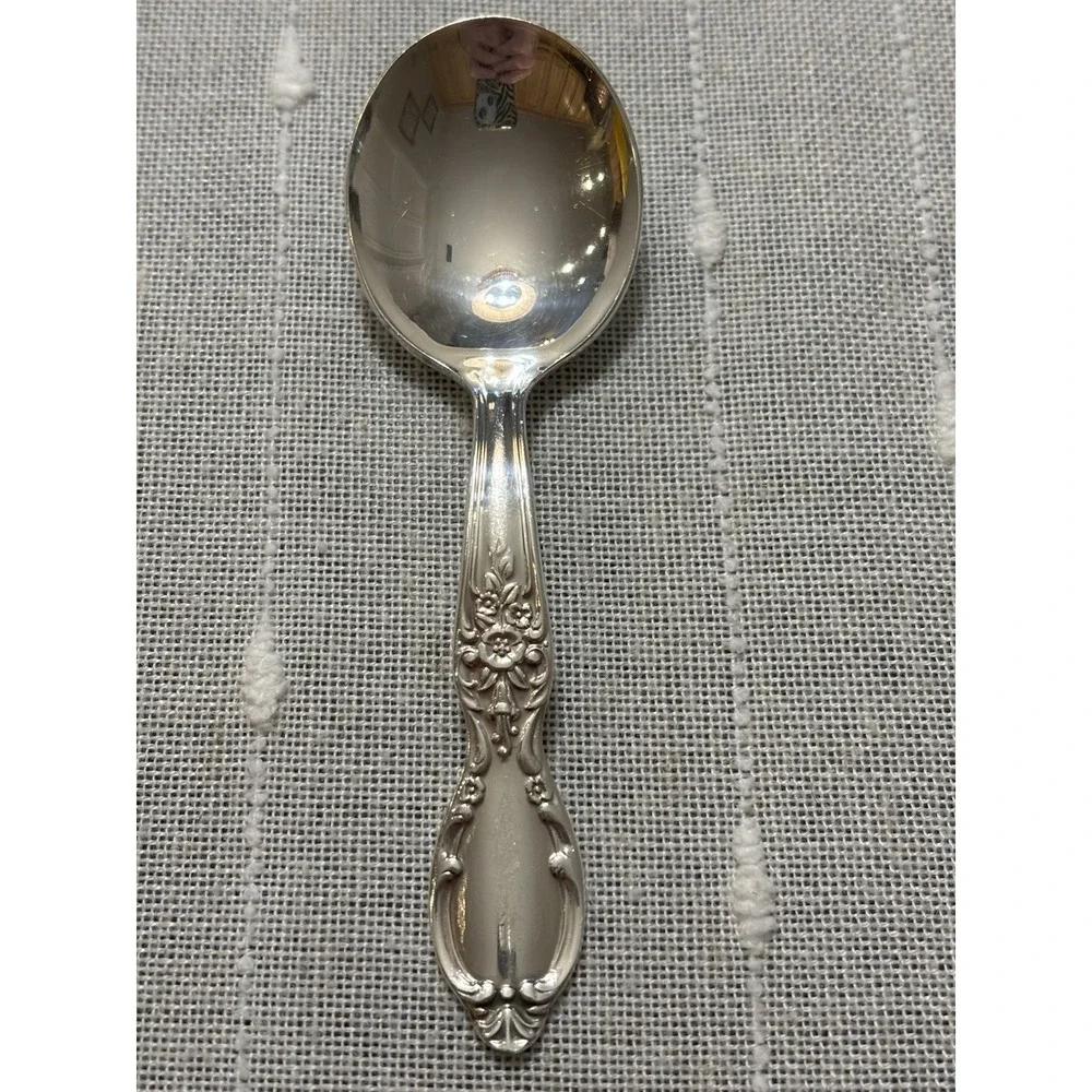 Vintage Wm Rogers And Son Silver Plated Toddler Infant Spoon 1950's Rose EUC